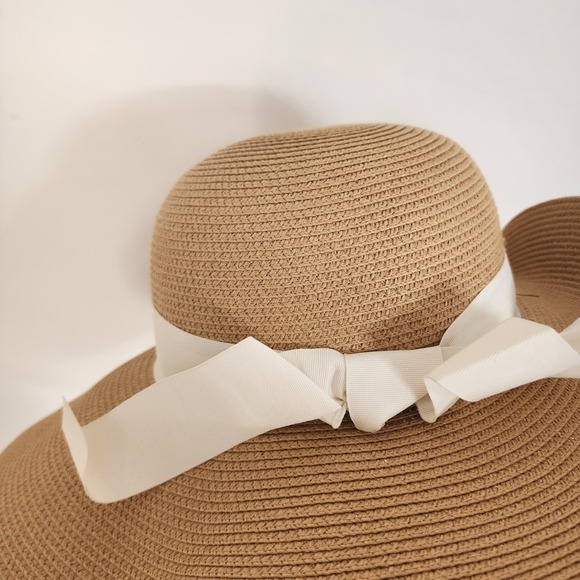 NWT Furtalk Sunhat with Chin Strap Brown with Bow Flopy Wide Brim Packable - Picture 4 of 5